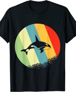 orca Animal Round with Retro Colors T-Shirt