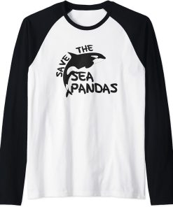 SAVE THE SEA PANDAS | Orca Killer Whale Raglan Baseball Tee