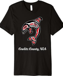 Native American Cowlitz County WA Red Orca Killer Whale Premium T-Shirt