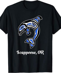 Blue Native American Scappoose OR Tribal Orca Killer Whale T-Shirt