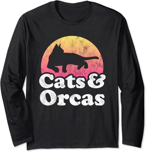 Cats and Orcas Men"s or Women"s Cat and Orca Long Sleeve T-Shirt