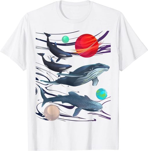 Types of Whales Galaxy Space Humpback Orca Marine Biologist T-Shirt