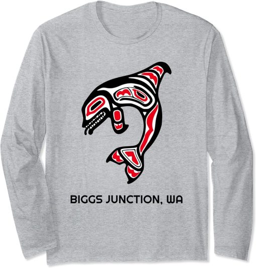 Biggs Junction, Washington Native American Orca Killer Whale Long Sleeve T-Shirt