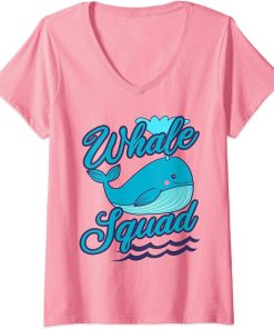 Womens Whale Squad Killer Orca Funny Cute Birthday Gift V-Neck T-Shirt